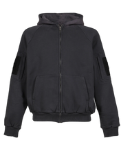 Load image into Gallery viewer, DIARY BLACK GARMENT DYE THERMAL LINED TACTICAL ZIP HOODIE
