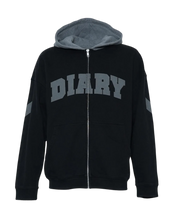 Load image into Gallery viewer, DIARY BLACK ARC LOGO CONSTRUCTED HEAVYWEIGHT FLEECE ZIP HOODIE
