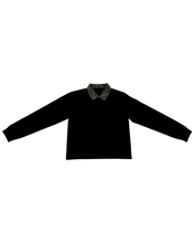 Load image into Gallery viewer, DIARY BLACK CONSTRUCTED GRAPHIC RUGBY WITH CAMO RIPSTOP COLLAR
