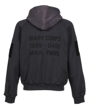 Load image into Gallery viewer, DIARY BLACK GARMENT DYE THERMAL LINED TACTICAL ZIP HOODIE
