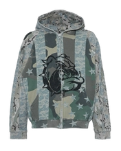 Load image into Gallery viewer, DIARY CAMO CONSTRUCTED FRENCH TERRY RAGLAN ZIP HOODIE
