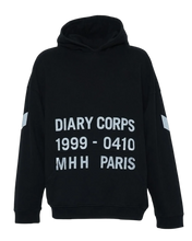 Load image into Gallery viewer, DIARY CORPS BLACK CONSTRUCTED HEAVYWEIGHT FLEECE PULLOVER HOODIE
