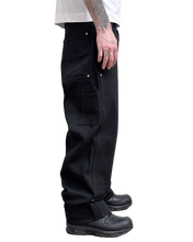 Load image into Gallery viewer, DIARY 'UPTOWN' RAW BLACK JAPANESE DENIM DOUBLE KNEE
