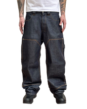 Load image into Gallery viewer, DIARY 'UPTOWN' RAW BLUE JAPANESE DENIM DOUBLE KNEE
